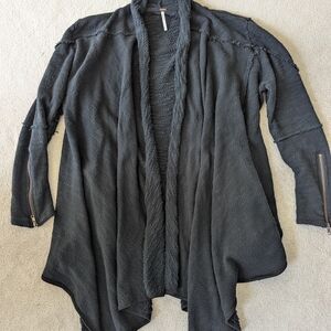 Free People Black Open Front Women's Sweater Cardigan
